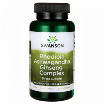 Rhodiola Ashwagandha si Ginseng, 675mg, 60cps - Swanson