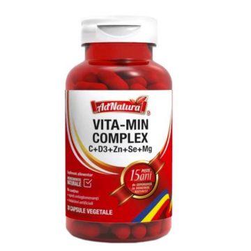 Vita-min complex vitamine c, d3, zinc, seleniu si magneziu, 30cps - Adnatura