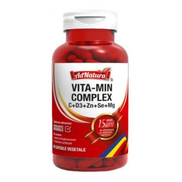 Vita-min complex vitamine c, d3, zinc, seleniu si magneziu, 60cps - Adnatura
