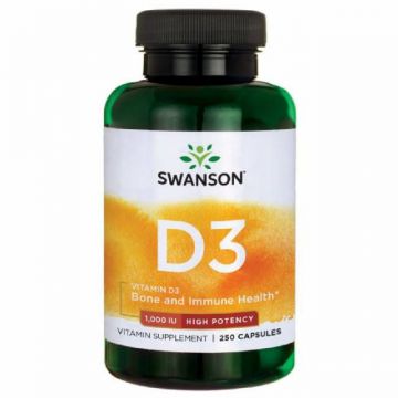 Vitamina D3, 1000IU, 250cps - Swanson