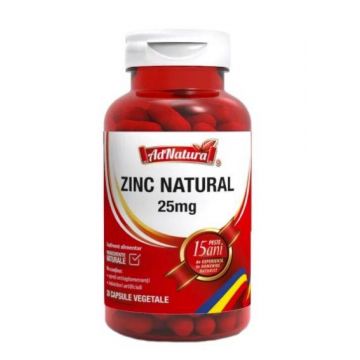 Zinc natural 25mg, 30cps - Adnatura