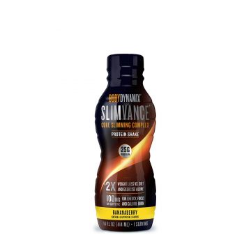 Bodydynamix slimvance core sliming complex, shake proteic rtd cu aroma de banane si fructe de padure, 414 ml - Gnc