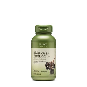 Elderberry Fruit 550Mg, Extract Standardizat Din Fructe De Soc, 100cps - Gnc Herbal Plus