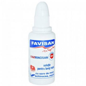 Favirinosan - Solutie pentru lavaj nazal cu sare de mare, echinacea si argila, 30ml - Favisan