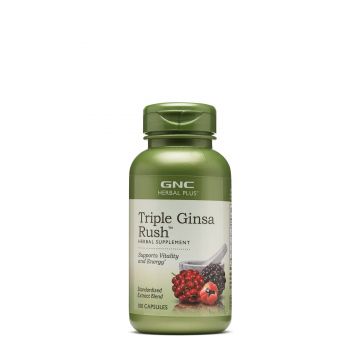 Herbal plus triple ginsa rush, extract standardizat din 3 tipuri de ginseng, 100cps - Gnc
