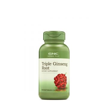 Herbal plus triple ginseng root, radacina din trei tipuri de ginseng, 90cps - Gnc