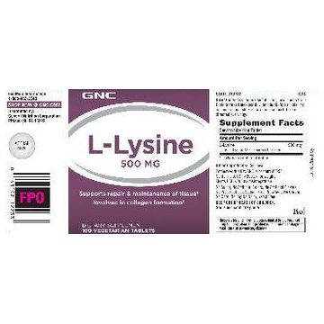 L-lysine 500 Mg, L-lizina, 100tb - Gnc