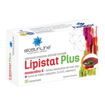 Lipistat Plus, cu monacolina K - extract de orez rosu - 30cpr - BIOSUNLINE - Helcor