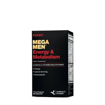 Mega men energy metabolism, complex de multivitamine pentru barbati, energie si metabolism, 90tbl - Gnc