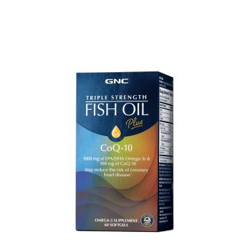 Triple strength fish oil plus coq-10, ulei de peste plus coenzima q-10, 60cps - Gnc