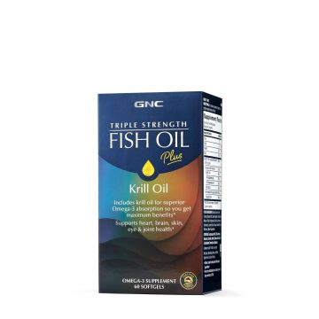 Triple strength fish oil plus krill oil, ulei de peste plus ulei de krill, 60cps - Gnc