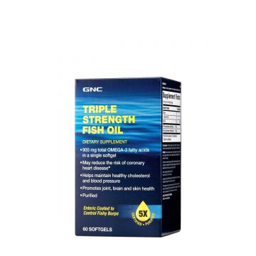 Triple Strength Fish Oil, Ulei De Peste, 60cps - Gnc