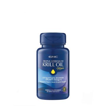 Triple Strength Krill Oil Mini, ulei de krill, 60cps - Gnc