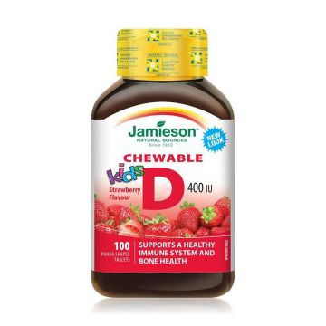 Vitamina D3 400UI cu aroma de capsuni, 100tbl - Jamieson