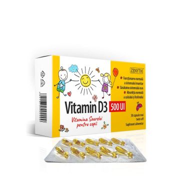 Vitamin D3 500 UI, pentru copii, 30cps - Zenyth