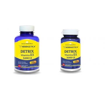 Vitamina D3 naturala 3000 ui, 30, 60 si 120 capsule vegetale, HERBAGETICA 120 capsule