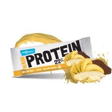 Baton proteic cu banane si cacao raw Protein 22%, 50g MAX SPORT