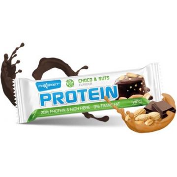 Baton proteic cu ciocolata si alune, 60g MAX SPORT