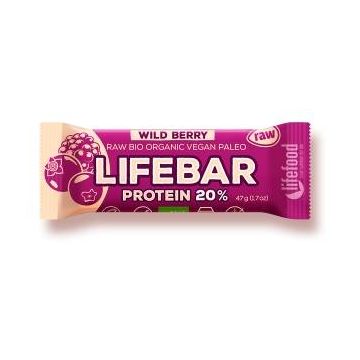 Baton proteic cu fructe de padure raw, fara gluten, eco-bio, 47g - Lifebar