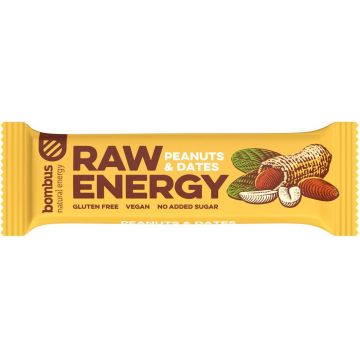 Baton proteic raw energy cu arahide si curmale, eco-bio, 50g - Bombus