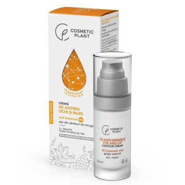 Crema antirid contur ochi si buze cu acid hialuronic 4D si ulei din samburi de struguri, 30ml - Cosmeticplant