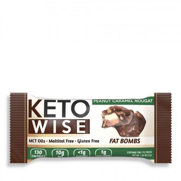 Keto wise fat bombs, bomboane invelite in ciocolata cu aroma de arahide, caramel si nuga, 34g - Gnc