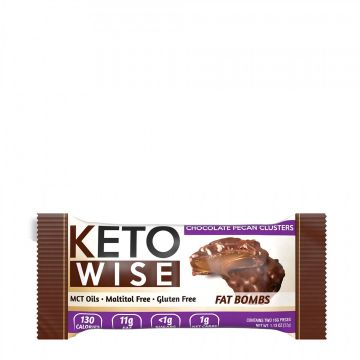 Keto wise fat bombs, bomboane invelite in ciocolata cu aroma de nuci pecane, 32g - Gnc