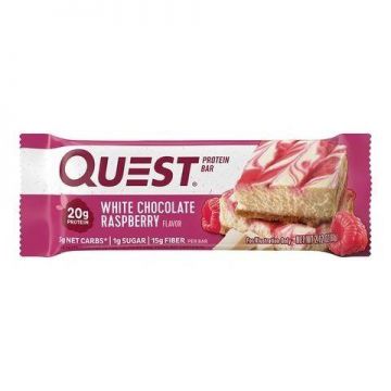 Protein Bar, Baton Proteic, Cu Aroma De Ciocolata Alba Si Zmeura, 60g - Quest