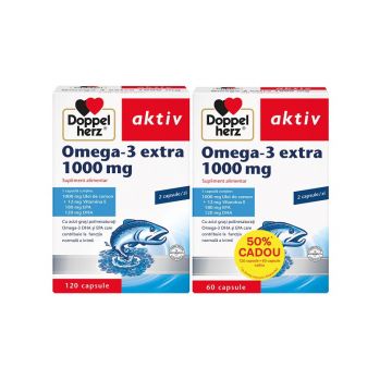 Doppelherz Aktiv Omega-3 Extra 1000 mg 120 Capsule + 60 Capsule Cadou