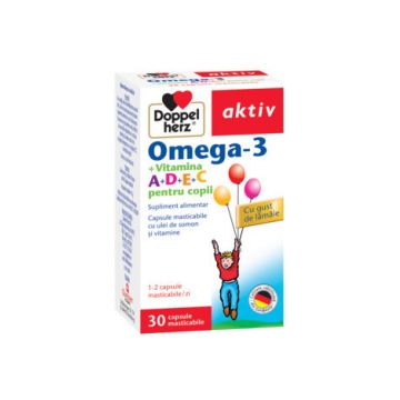 Doppelherz Aktiv Omega-3 Vitamina A + D + E + C pentru Copii 30 Capsule