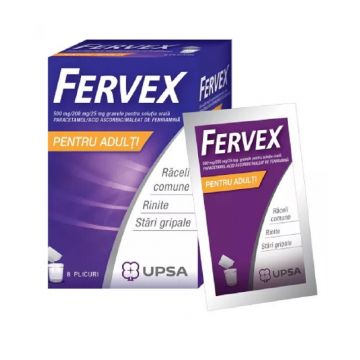 Fervex pentru Adulti 500mg/200mg/25mg 8 plicuri