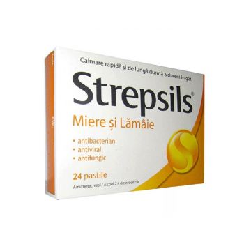 Strepsils Miere şi Lamaie 24 cpr 24 comprimate