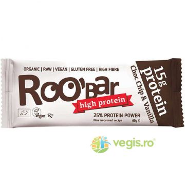 Baton Proteic cu Fulgi de Ciocolata si Vanilie Raw fara Gluten Ecologic/Bio 60g