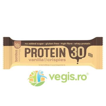 Baton Proteic cu Vanilie si Crispies fara Gluten 30% Proteine 50g