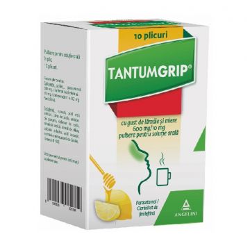 Tantumgrip 600mg/10mg gust de lamaie si miere 10 plicuri Angelini