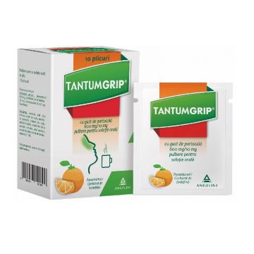 Tantumgrip 600mg/10mg gust de portocala 10 plicuri Angelini