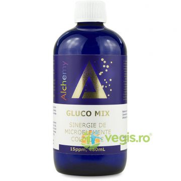 Gluco Mix Sinergie de Aur, Argint, Crom si Vanadiu Coloidal (15ppm) 480ml