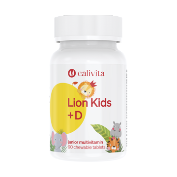 Lion Kids + Vitamin D CaliVita (90 tablete masticabile) Multivitamine pentru copii