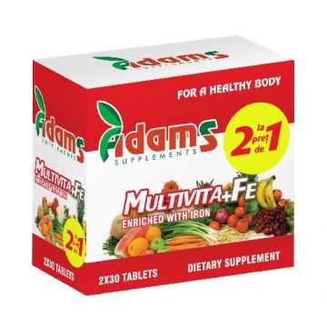 Pachet Multivita+Fe 30 tab. Adams 1+1 GRATIS