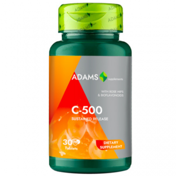Vitamina C-500 cu macese 30tab, Adams