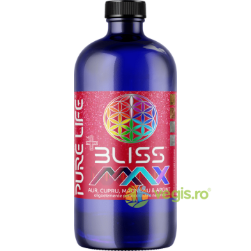 Aur, Cupru, Magneziu si Argint Nanocoloidal M+ BLISS Max 77ppm 480ml