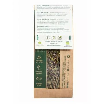 Ceai organic de menta de pe muntele Holomon Grecia 20 g- ajuta digestia si sustine sistemul imunitar.