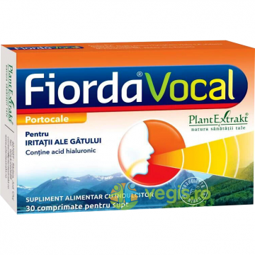 Fiorda Vocal pentru Iritatiile Gatului cu Aroma de Portocale 30cpr