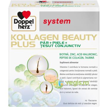 Kollagen Beauty Plus pentru Par si Piele cu Biotina si Acid Hialuronic 10dz
