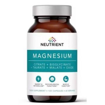 Magnesium Taurate + Bisglycinate + Citrate + Malate + Oxide (120 capsule), Neutrient