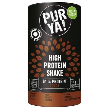 Pulbere pentru shake proteic cu cacao, 64% proteina, eco-bio, 480 g, Pur Ya