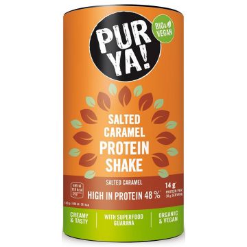 Pulbere pentru shake proteic cu caramel sarat, 48% proteina, eco-bio, 480 g, Pur Ya