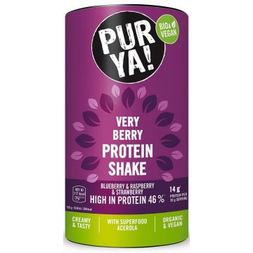 Pulbere pentru shake proteic cu fructe rosii, 46% proteina, eco-bio, 480 g, Pur Ya