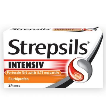 Strepsils Intensiv Portocale fara zahar 16 comprimate