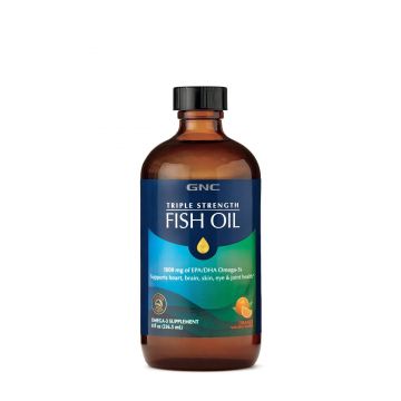 Triple Strength Fish Oil, Ulei De Peste cu Aroma Naturala De Portocale, 236,5ml, GNC